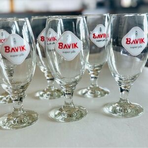 Bavik Super Pils Gold Trim Beer Stem Glasses - Set of 6 . Exc Cond. Original Box